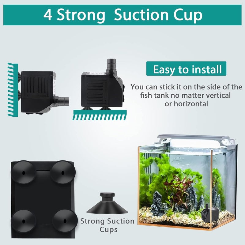 FREESEA Aquarium Submersible Fountain Pump: 30W 550GPH Adjustable Quiet Water Pumps with 7.2ft High Lift for Small Pond | Waterfall | Outdoor | Statuary | Hydroponic (550GPH) - Image 4
